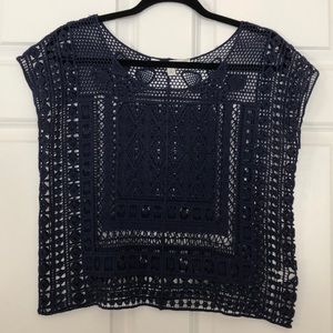 Lauren Conrad Navy Crochet Crop Top Size Small